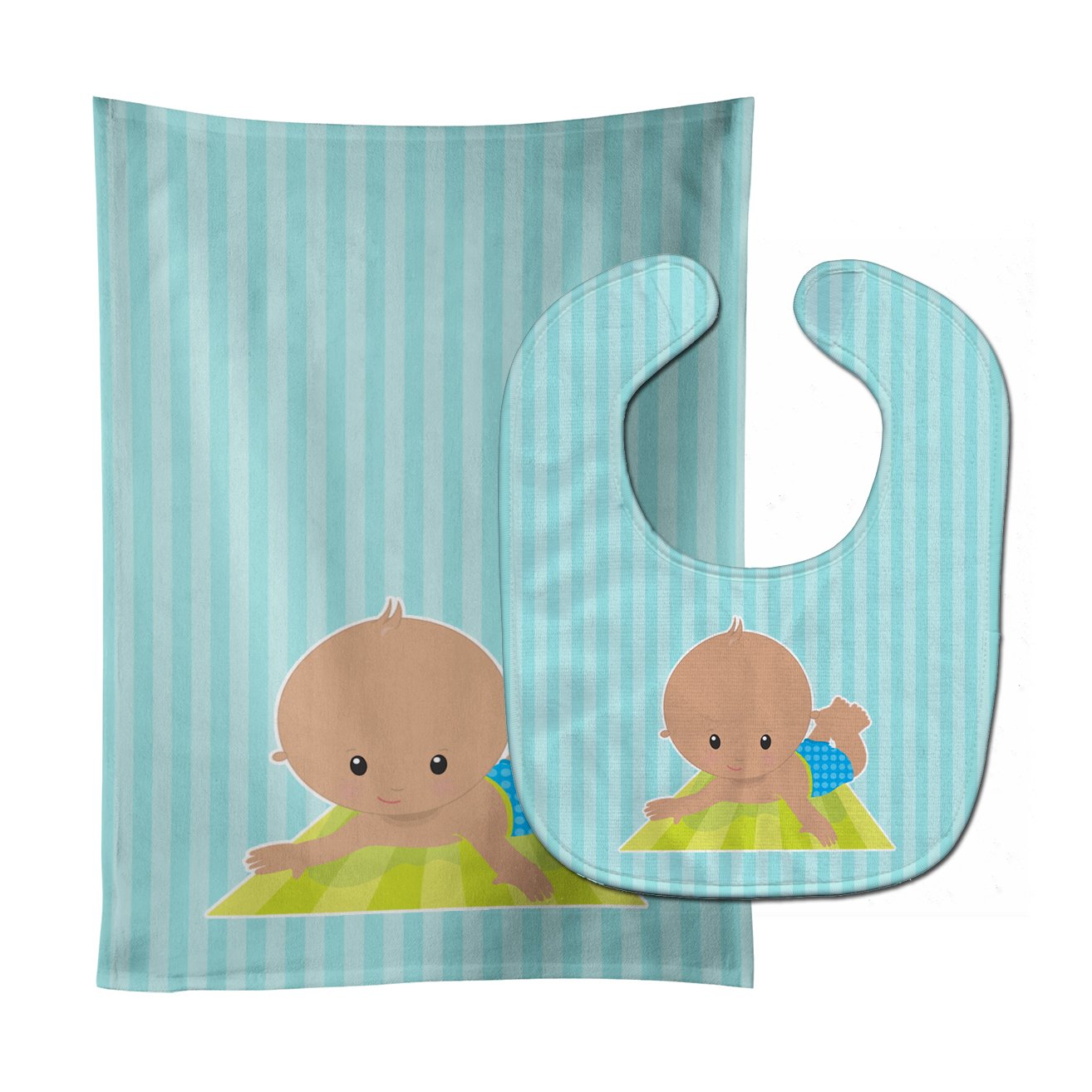 Beach Baby Boy on mat Baby Bib & Burp Cloth BB8654STBU