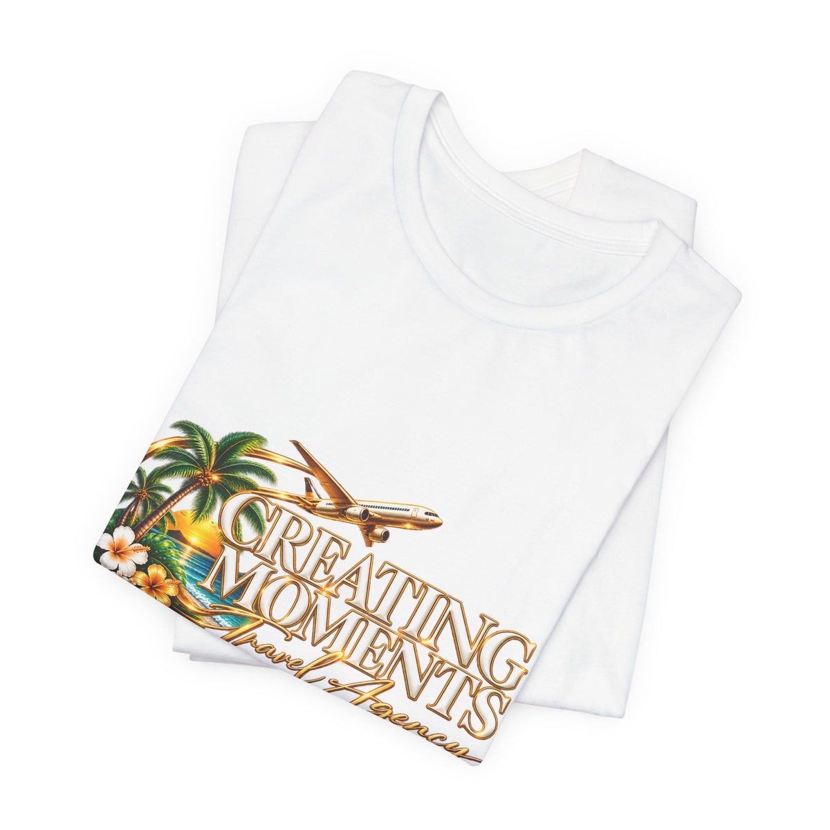 Creating Moments Travel Tee — Tropical Palm & Plane Vacation T‑Shirt