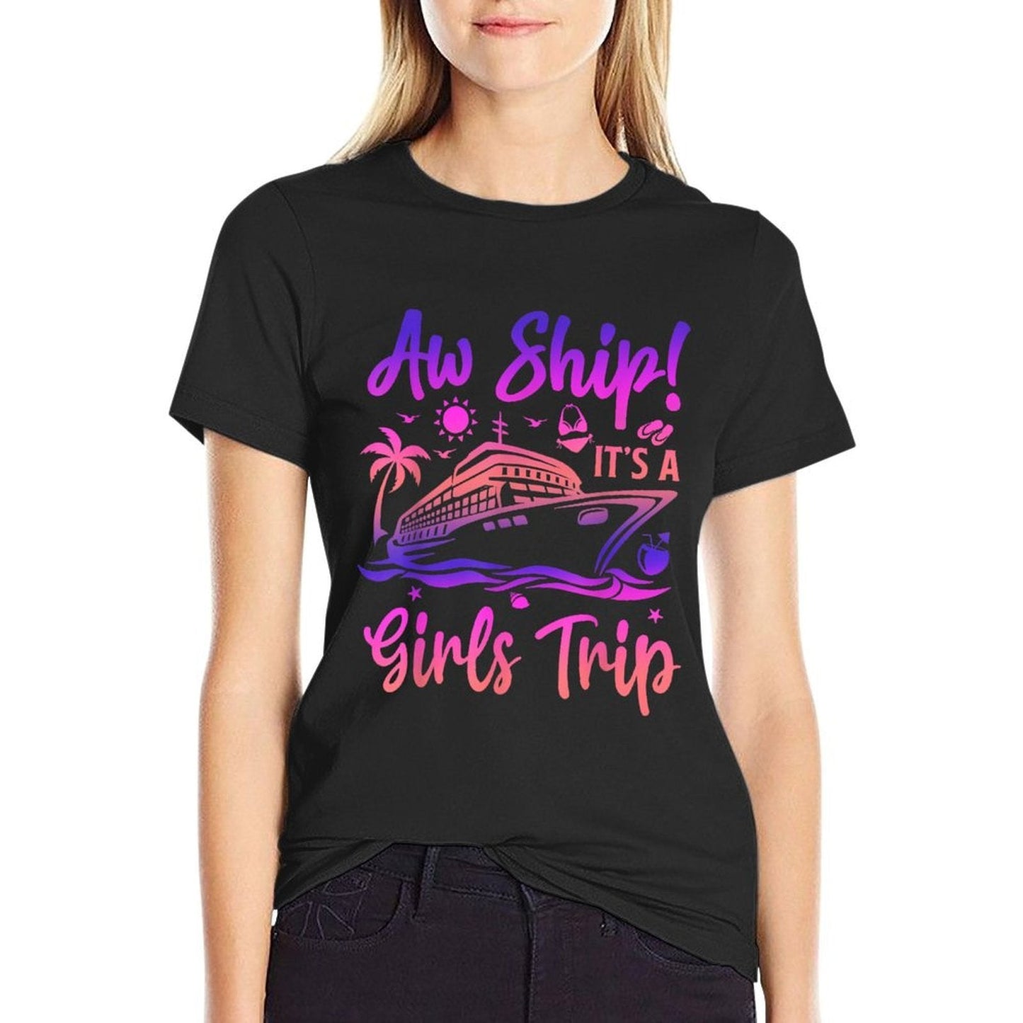 Aw Ship! It's A Girls Trip Cruise 2024 Vacation Matching  Relaxed-fit T-Shirt