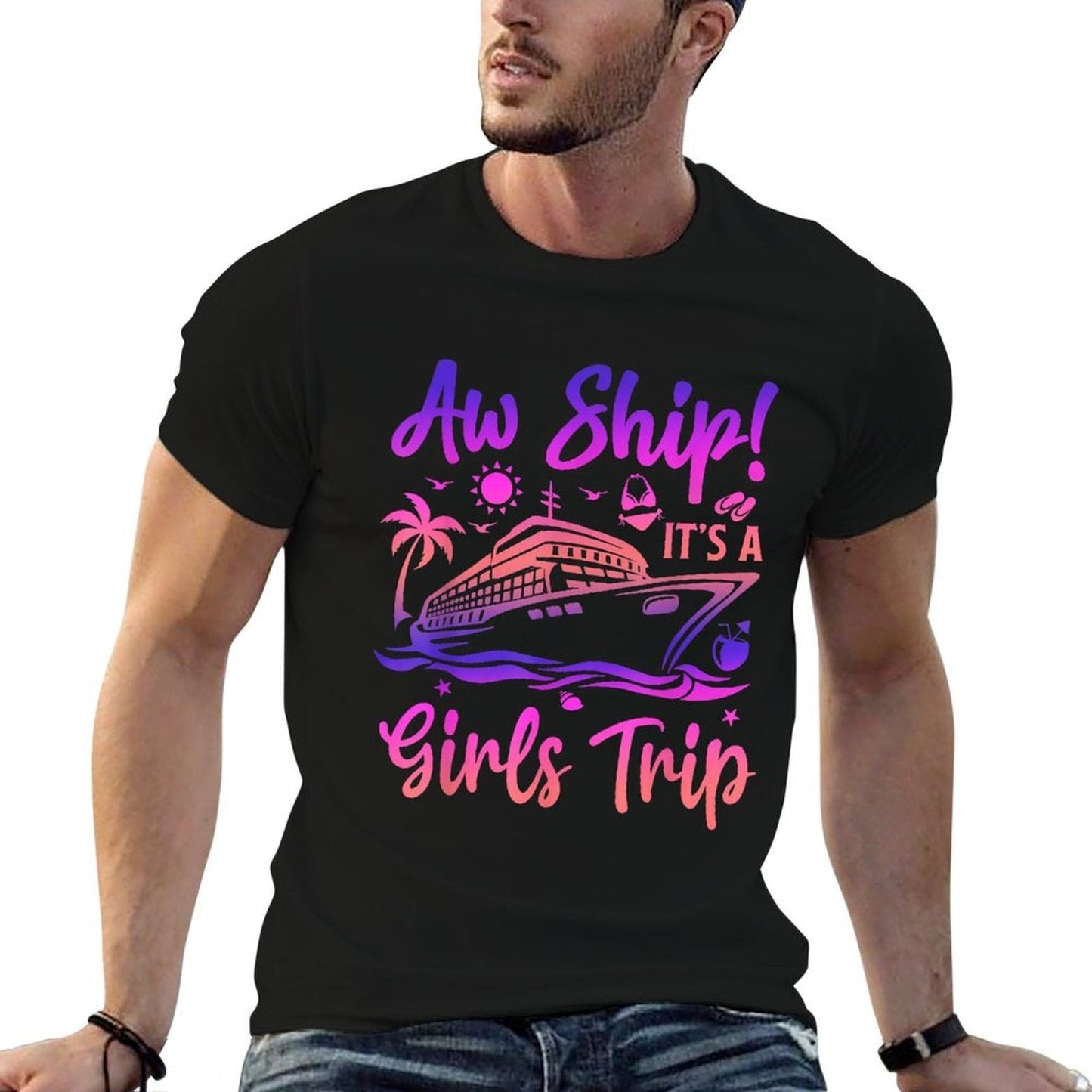 Aw Ship! It's A Girls Trip Cruise 2024 Vacation Matching  Relaxed-fit T-Shirt