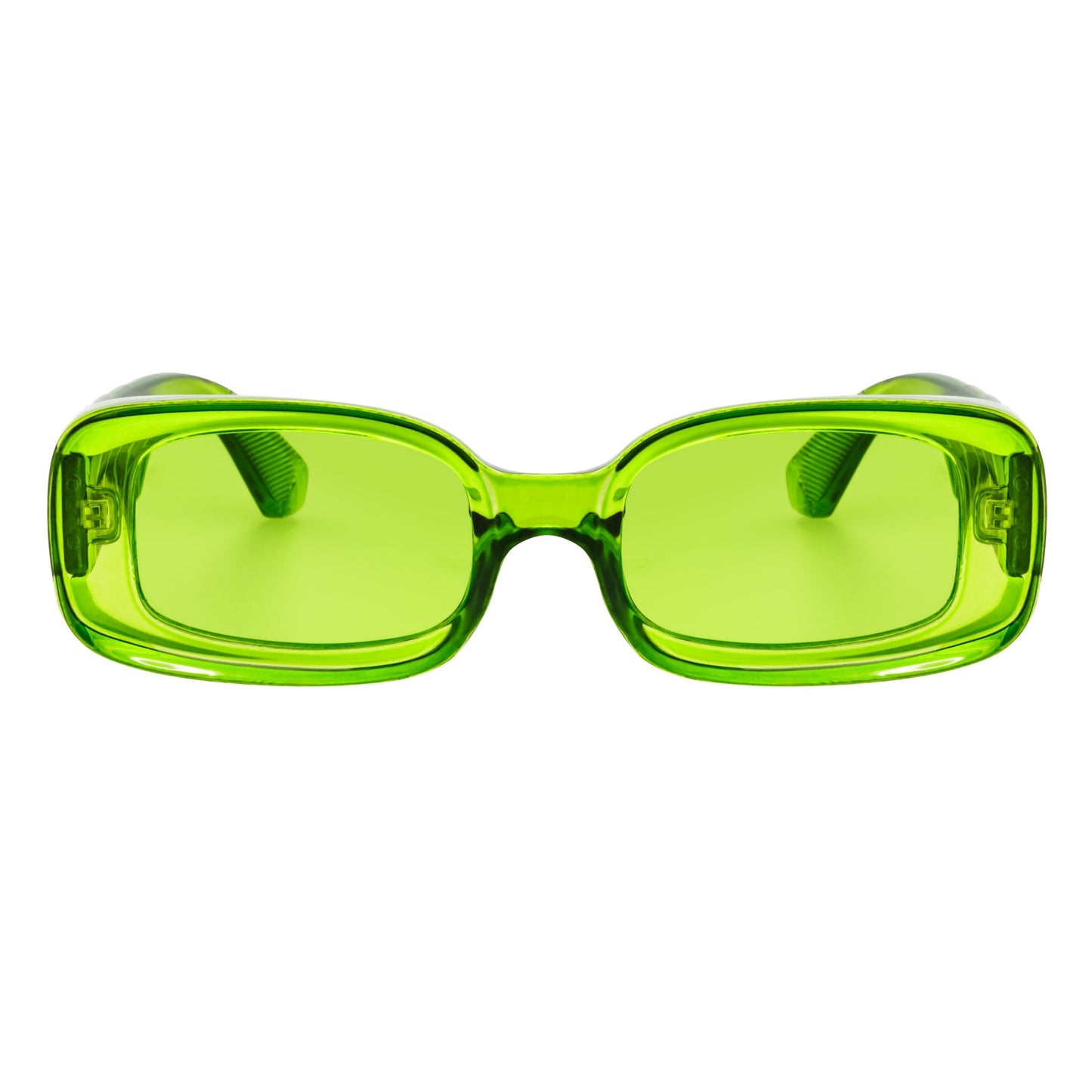 ASHER - Small Thick Frame Rectangle Sunglasses 90s Fashion Clear Green