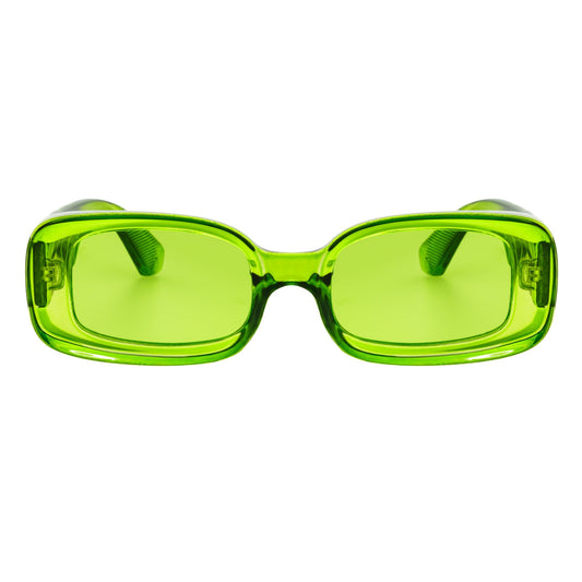 ASHER - Small Thick Frame Rectangle Sunglasses 90s Fashion Clear Green