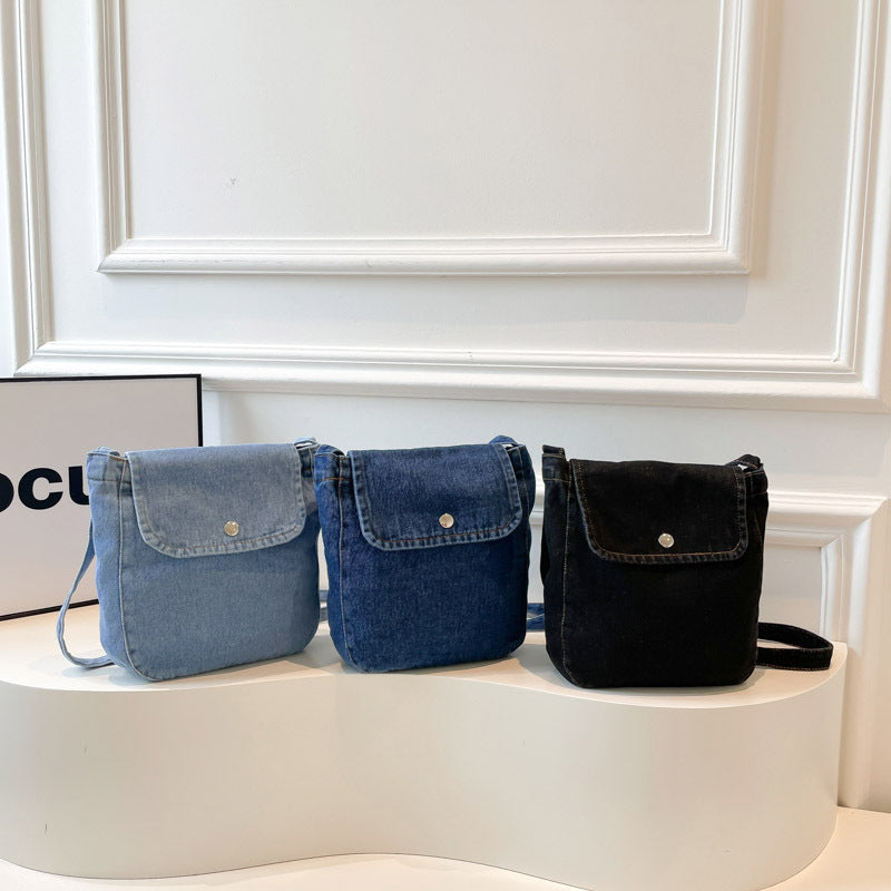 Women's Denim Crossbody Bag - Urban Minimalist Shoulder Bag with Adjustable Strap