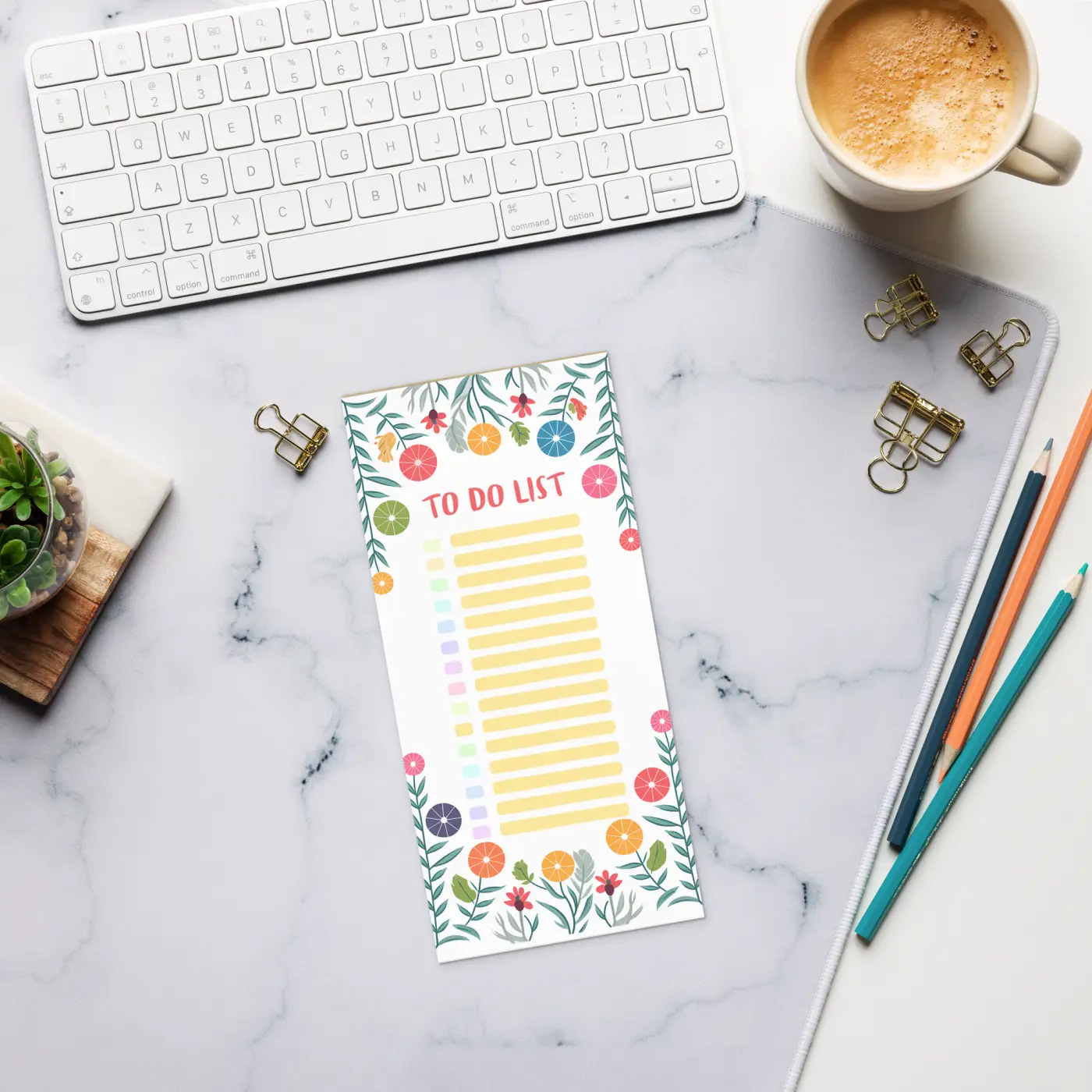Elegant Floral Border Notepad - Chic Travel Size - Dipaliz