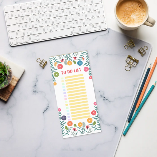 Elegant Floral Border Notepad - Chic Travel Size - Dipaliz