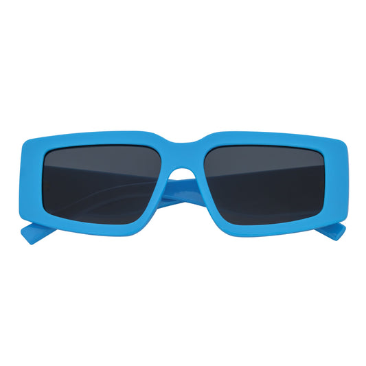 NOVA - Retro 90s Fashion Thick Rectangle Sunglasses Blue Smoke Lens